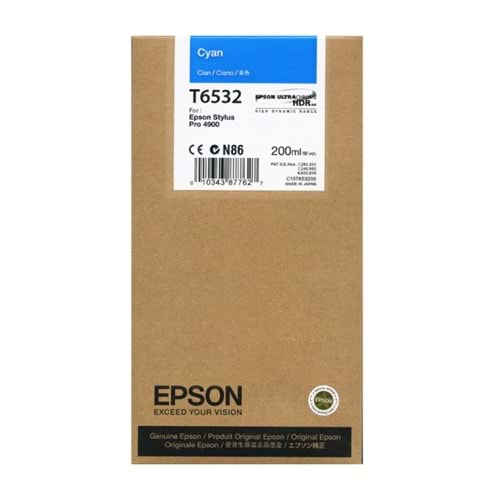EPSON T6535 STYLUS PRO 4900 AÇIK MAVİ KARTUŞ ORJİNAL 200 ML.