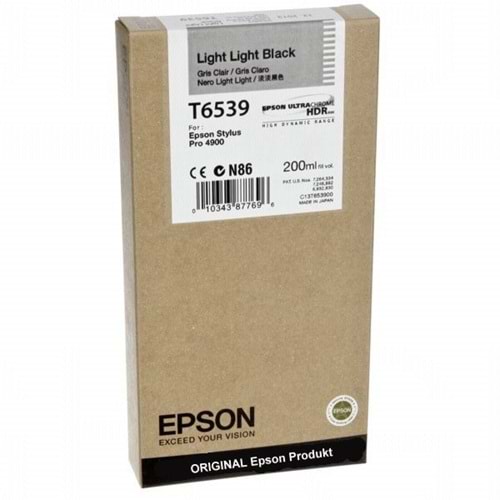 EPSON T6539 STYLUS PRO 4900 AÇIK AÇIK SİYAH KARTUŞ ORJİNAL 200 ML