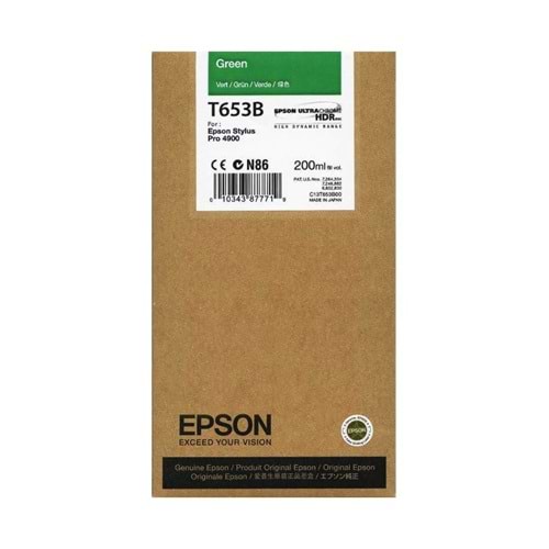 EPSON T653B STYLUS PRO 4900 YEŞİL KARTUŞ ORJİNAL 200 ML.