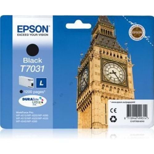 EPSON C13T70314010 WP4015/4525/4515 SİYAH KARTUŞ ORJİNAL 1.200 SY