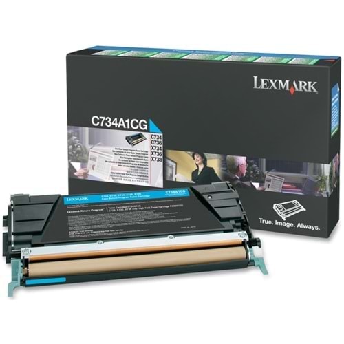 LEXMARK C734A1CG C734/736 X734/736/738 MAVİ TONER ORJİNAL 6.000 SAYFA