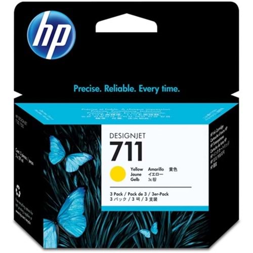 HP CZ136A (711) T120/T520 SARI KARTUŞ 3LÜ ORJİNAL 29 ML.