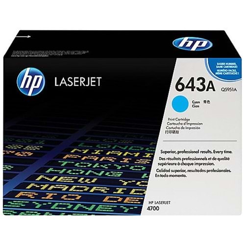 HP Q5951A 643A COLORLASERJET 4700 MAVİ TONER ORJ. 10.000 SAYFA