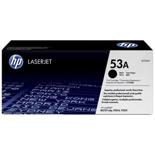 HP Q7553A (53A) P2014/2015/M2727 SİYAH TONER ORJİNAL 3.000 SAYFA