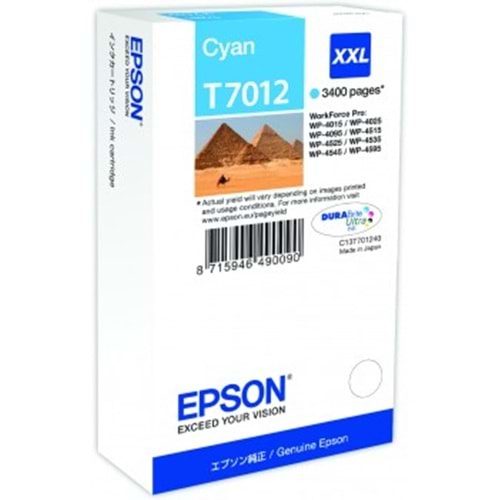 EPSON T70124010 WP4015-4515-4525 MAVİ KARTUŞ ORJİNAL 3.400 SAYFA