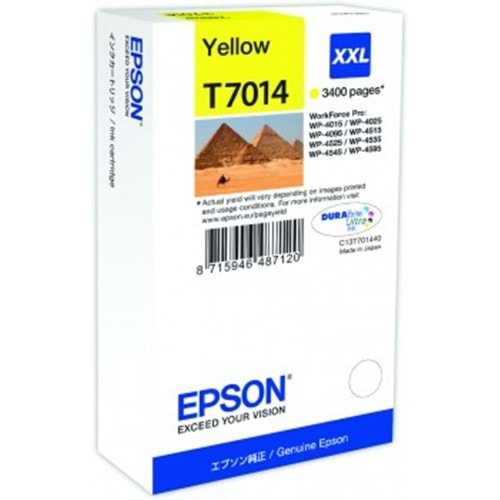 EPSON T70144010 WP4015-4515-4525 SARI KARTUŞ ORJİNAL 3.400 SYF