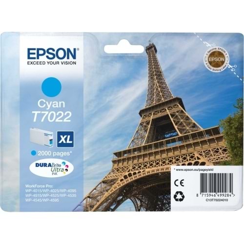 EPSON C13T70224010 WP4015/4525/4515 MAVİ KARTUŞ ORJİNAL