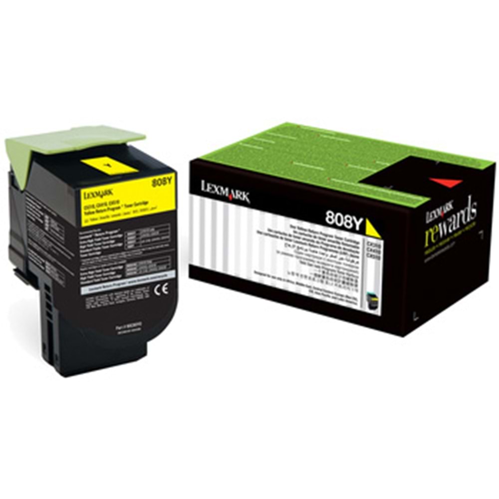 LEXMARK 80C80Y0 (808) CX310/CX410/CX510 SARI TONER ORJİNAL 1.000 SAYFA