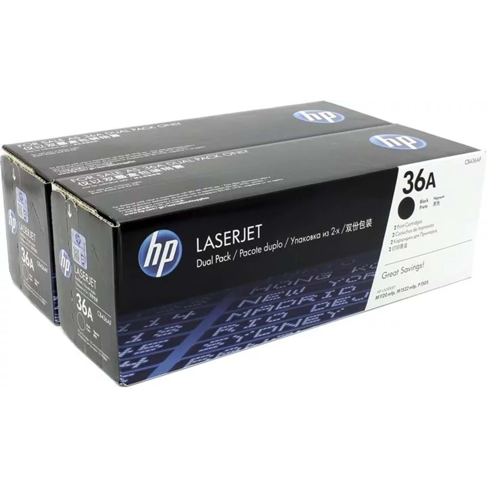 HP CB436AD (36A) 1120/1522/1505 SİYAH 2 Lİ TONER ORJİNAL 2.000 SAYFA